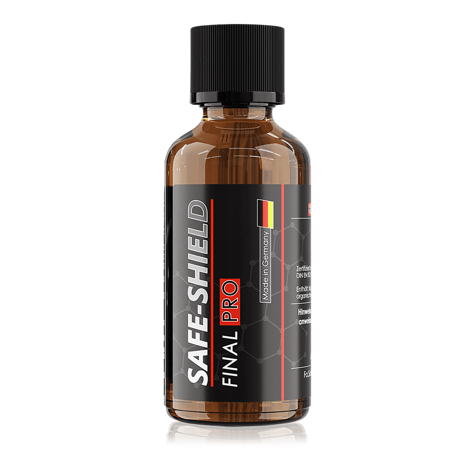 Recubrimiento cerámico Final PRO de Safe-Shield en un frasco de vidrio marrón