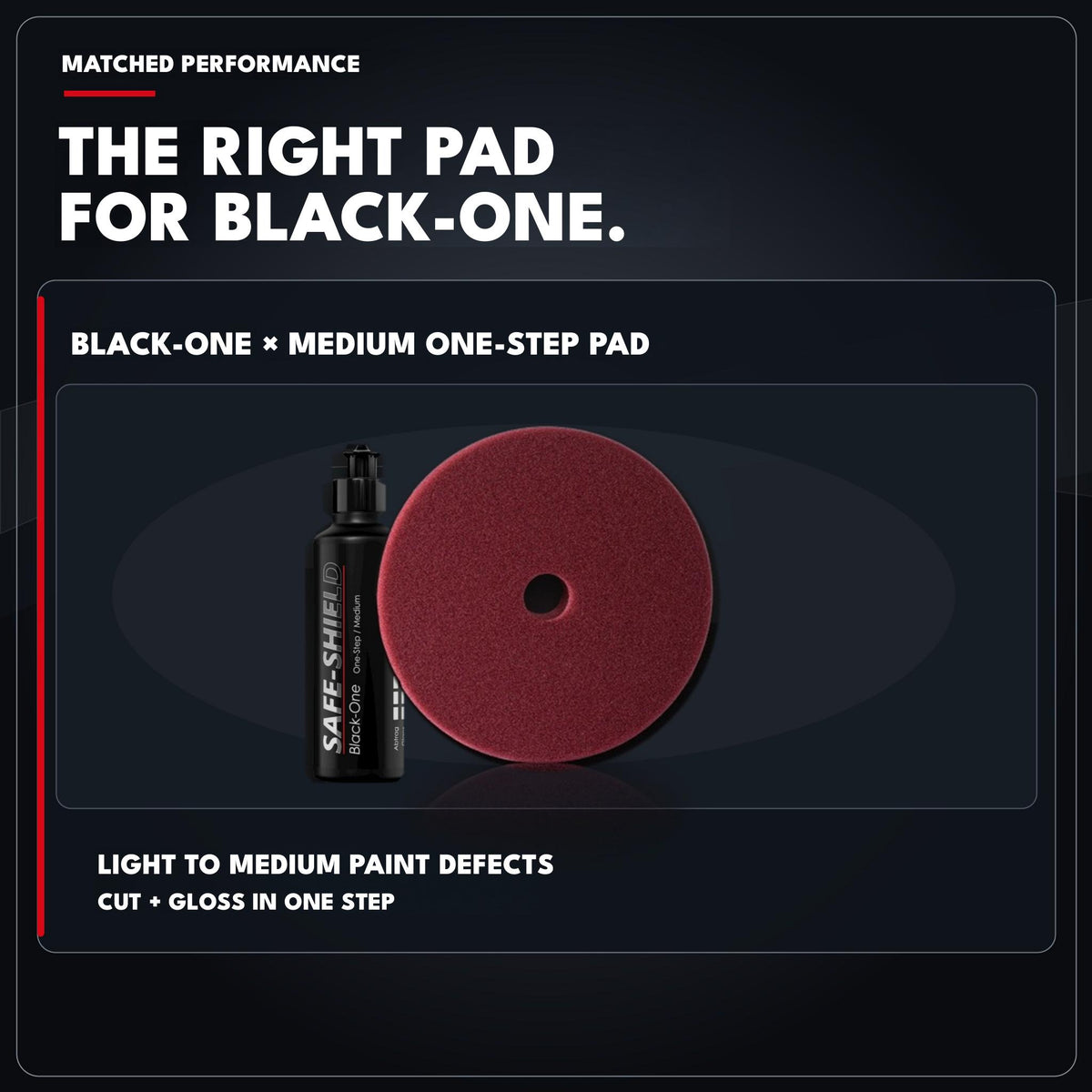 
Pulimento Safe-Shield Black-One One-Step con el disco de pulido Medium One-Step.
