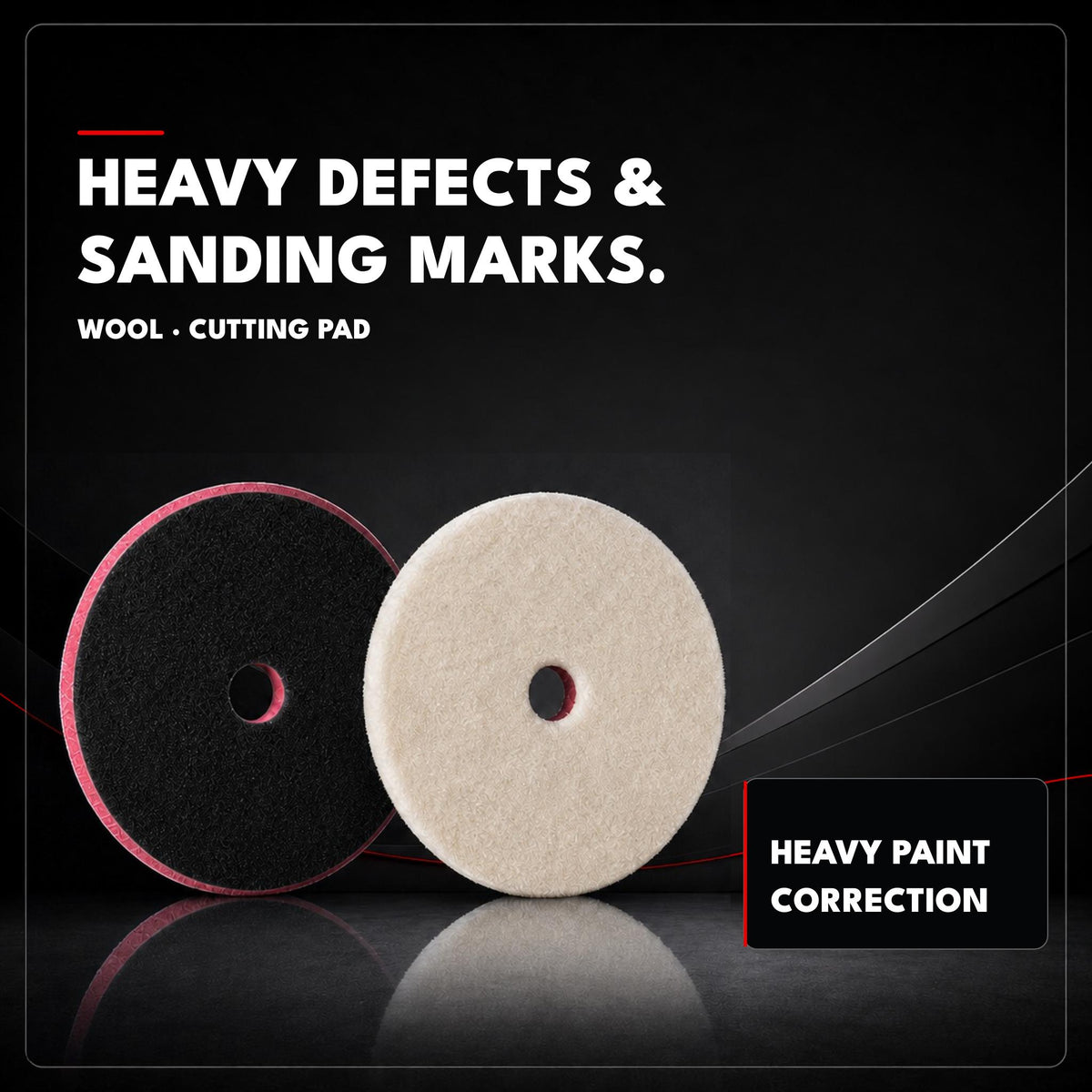 
Safe-Shield Wool Cutting Pad para defectos importantes de pintura y marcas de lijado.