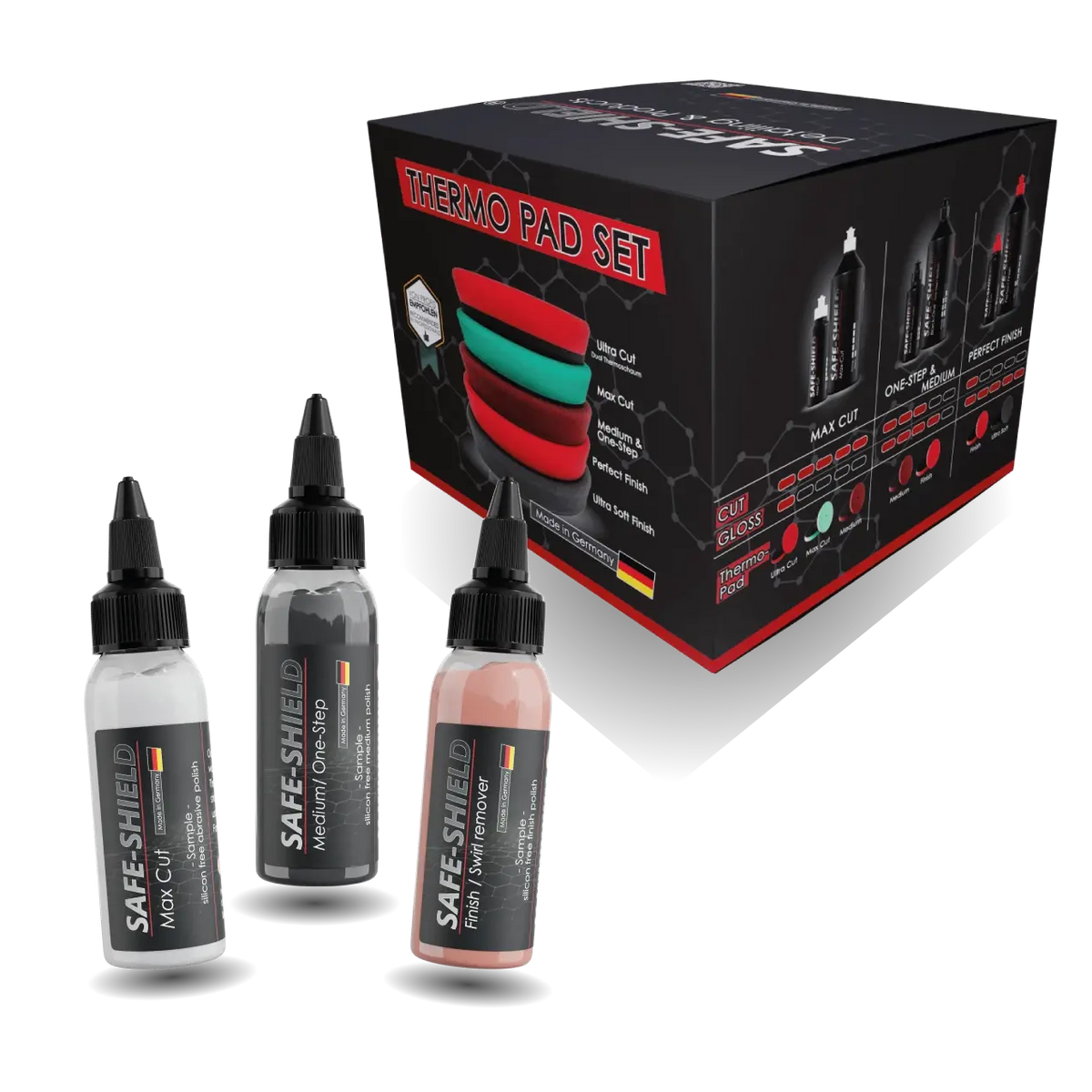 Poliersystem Test-Set |5 Pads + 3 Polituren 45ml