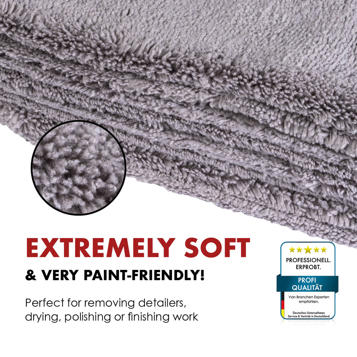 Close-up of the soft fibres of the Safe-Shield 400 GSM polishing cloth.